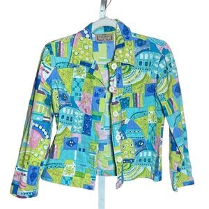 Life Style Petite Women's Boho Embellished Pastel Color Denim Jacket Small